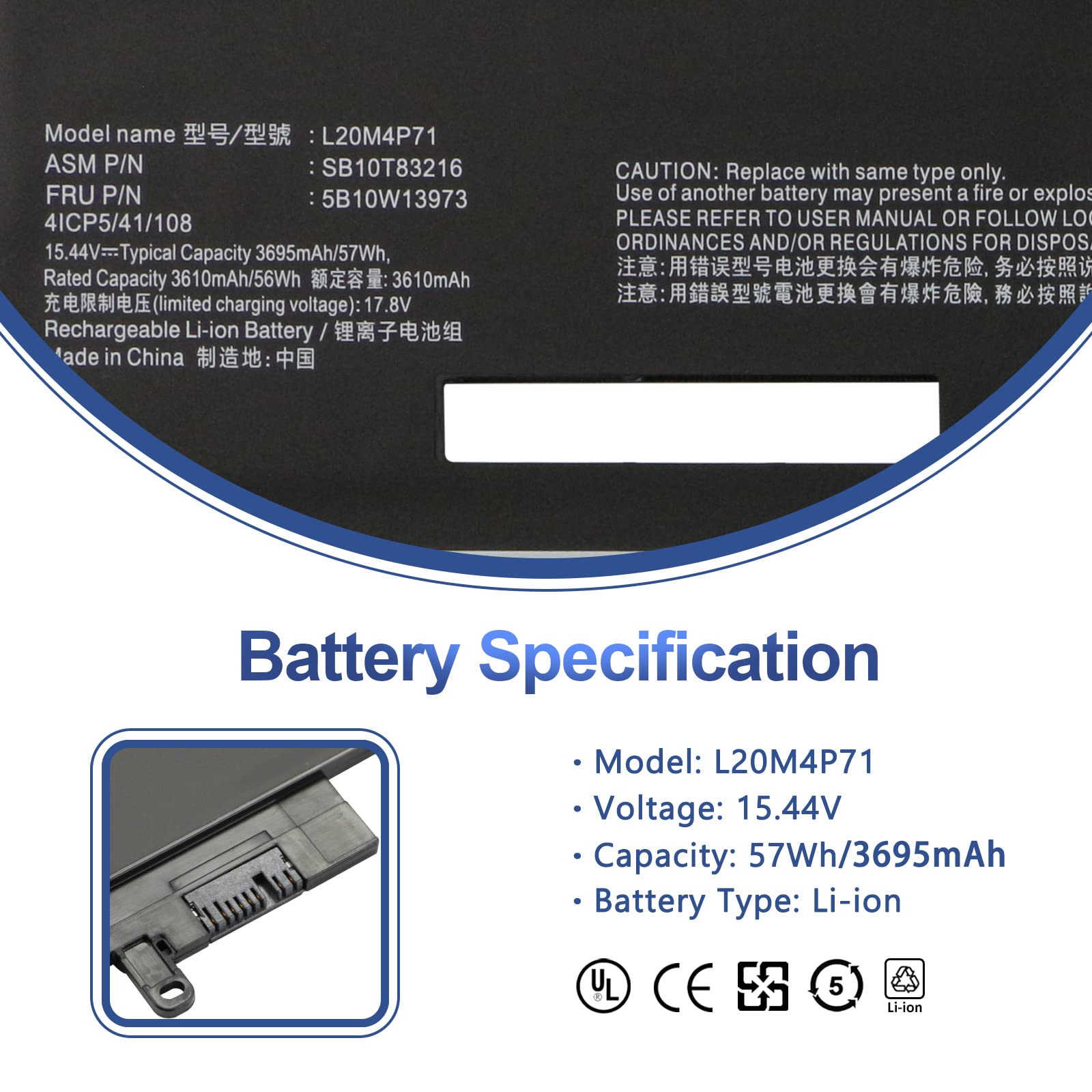 Amazon.com: L20M4P71 57Wh Laptop Battery for Lenovo ThinkPad X1